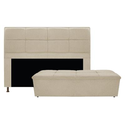Cabeceira e Calçadeira Munique 195 Cm King Size Suede Bege