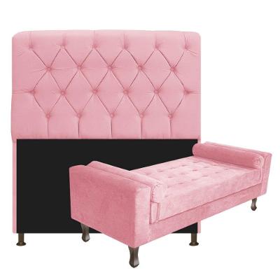 Kit Cabeceira Lady e Recamier Félix 90 Cm Solteiro Rosa Bebê