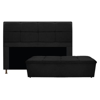 Cabeceira e Calçadeira Munique 195 Cm King Size Suede Preto
