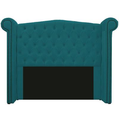 Cabeceira Estofada Veneza 140 Cm Casal Suede Azul Turquesa