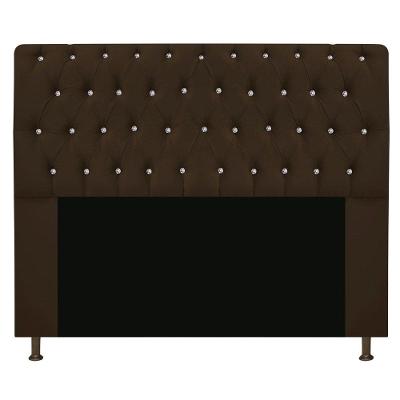 Cabeceira Estofada Lady com Strass 160cm Queen Size Marrom