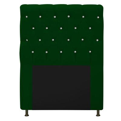 Cabeceira Cristal 90cm Solteiro com Strass Suede Verde