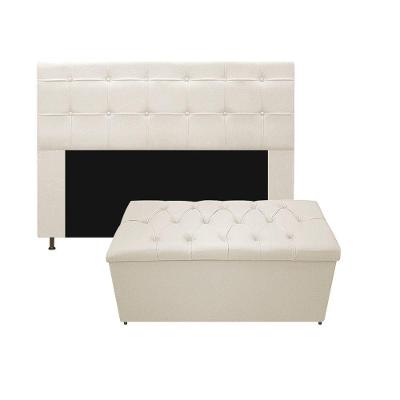 Cabeceira e Calçadeira Baú Mel 160 Cm Queen Size Bege