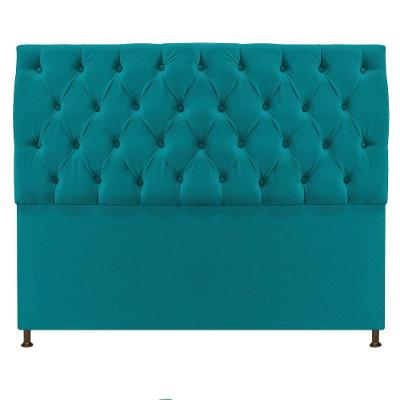 Cabeceira Sofia 140 Cm Casal Suede Azul Turquesa