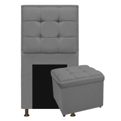 Cabeceira e Calçadeira Copenhague 90Cm Solteiro Corano Cinza