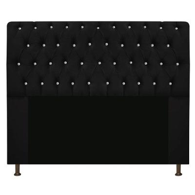Cabeceira Estofada Lady com Strass 160cm Queen Size Preto