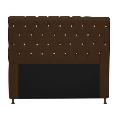 Cabeceira Cristal 160cm Queen Size com Strass Suede Marrom