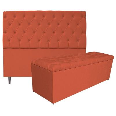 Kit Cabeceira e Calçadeira 160 Cm Queen Size Suede Terracota