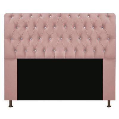 Cabeceira Estofada Lady com Strass 160cm Queen Size Rosê