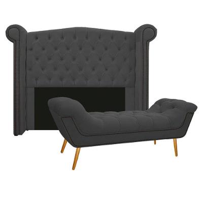 Kit Cabeceira e Calçadeira Veneza 160cm Queen Size Corano