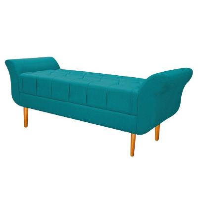 Kit Cabeceira Lady e Recamier Ari 195Cm King Size Suede Azul