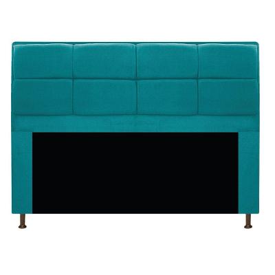 Cabeceira Munique 140cm Casal Suede Azul Turquesa