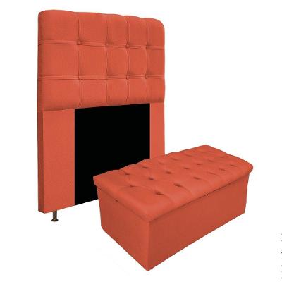 Kit Cabeceira e Calçadeira Baú Mel 90 Cm Solteiro Terracota