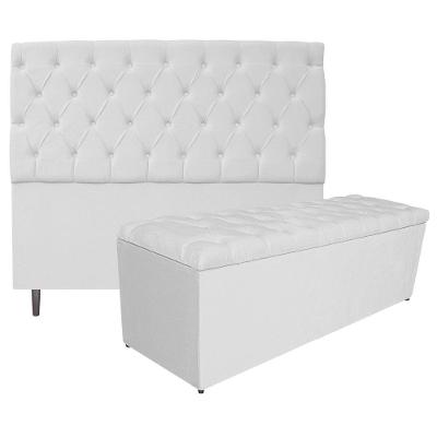 Kit Cabeceira e Calçadeira 195 Cm King Size Corano Branco