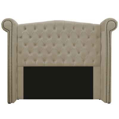 Cabeceira Estofada Veneza 160cm Queen Size Linho Bege