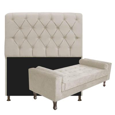 Cabeceira Lady e Recamier Félix 160 Cm Queen Size Suede Bege