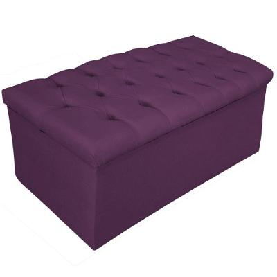 Calçadeira Baú Mel 90 Cm Solteiro com Capitonê Suede Roxo