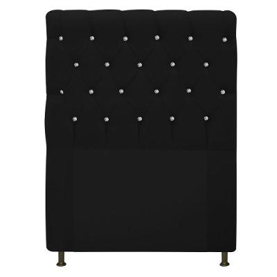 Cabeceira Estofada Cristal 90 Cm Solteiro Com Strass Preto