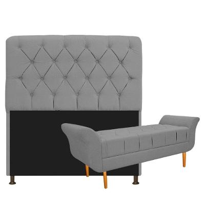 Cabeceira Lady e Recamier Ari 195 Cm King Size Cinza