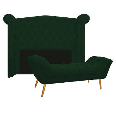 Kit Cabeceira e Calçadeira Veneza 160cm Queen Size verde