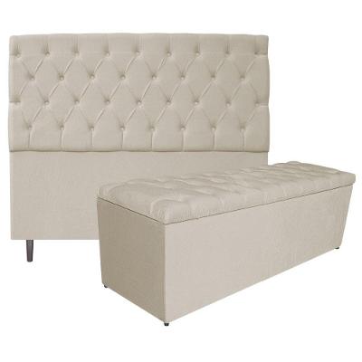 Kit Cabeceira e Calçadeira 195 Cm King Size Suede Bege