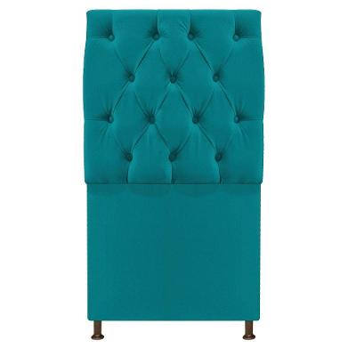 Cabeceira Sofia 90 Cm Solteiro Suede Azul Turquesa
