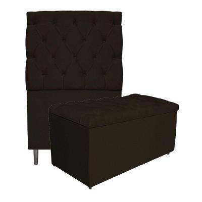 Cabeceira e Calçadeira Liverpool 90Cm Solteiro Corano Marrom