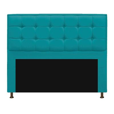 Cabeceira Copenhague 140cm Casal Suede Azul Turquesa