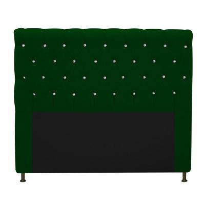 Cabeceira Cristal 160cm Queen Size com Strass Suede Verde