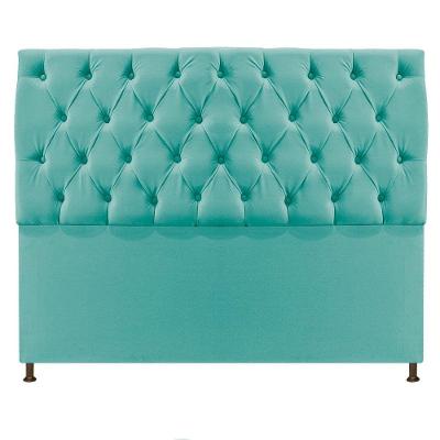 Cabeceira Sofia 195 Cm King Size Suede Azul Tiffany