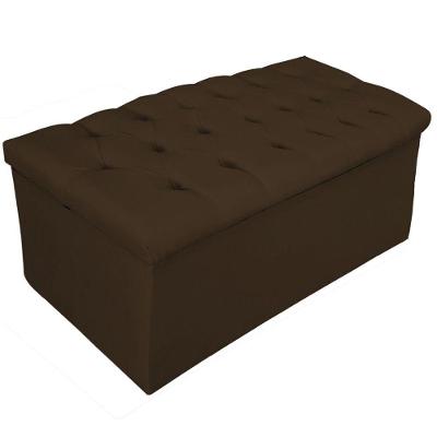 Calçadeira Baú estofada Mel 90 Cm Solteiro Suede Marrom