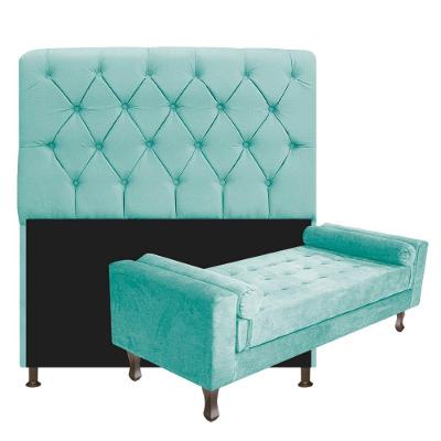 Cabeceira Lady e Recamier Félix 160 Cm Queen Size Azul