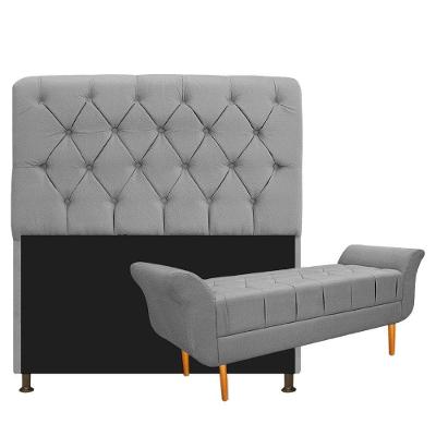 Cabeceira Lady e Recamier Ari 160 Cm Queen Size Suede Cinza