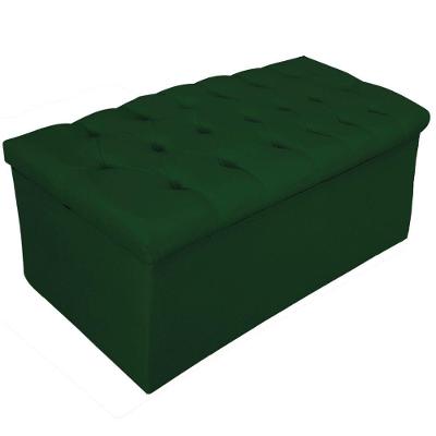Calçadeira Baú estofada Mel 90 Cm Solteiro Suede Verde