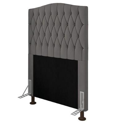 Cabeceira Greta Cama Box Solteiro 90cm Suede Grafite