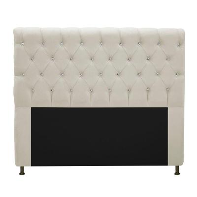 Cabeceira Cristal 160cm Queen Size com Strass Suede Bege