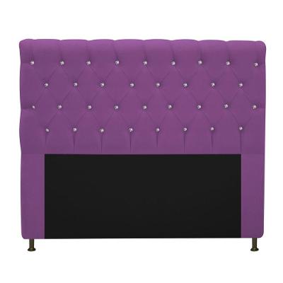 Cabeceira Cristal 160cm Queen Size com Strass Suede Roxo