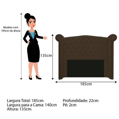 Cabeceira Veneza 140Cm Casal Suede Marrom