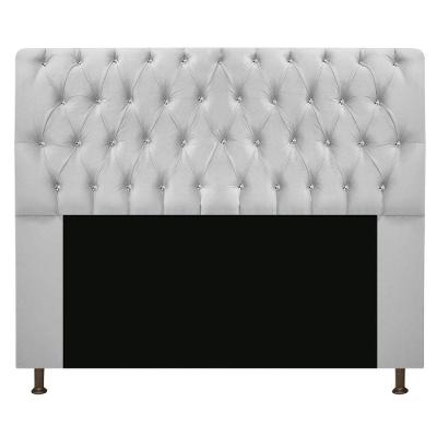 Cabeceira Com Strass 160Cm Queen Size Suede Branco