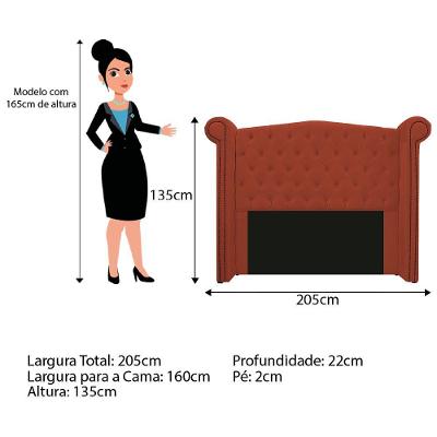 Cabeceira Veneza 160Cm Queen Size Suede Terracota