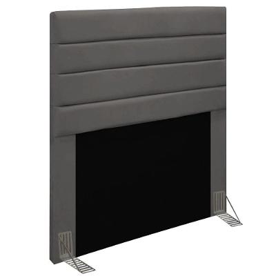 Cabeceira Rubi Cama Box Solteiro 90cm Suede Grafite