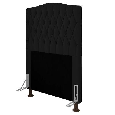 Cabeceira Greta Cama Box Solteiro 90cm Suede Preto
