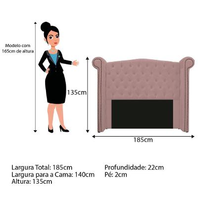 Cabeceira Veneza 140Cm Casal Suede Rosê