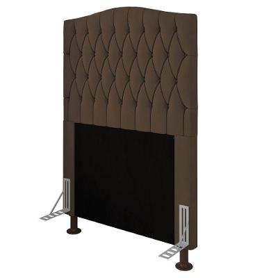 Cabeceira Greta Cama Box Solteiro 90cm Suede Marrom