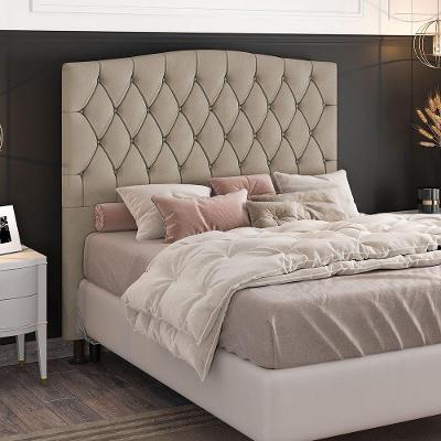 Cabeceira Greta Cama Box Casal 140cm Suede Bege