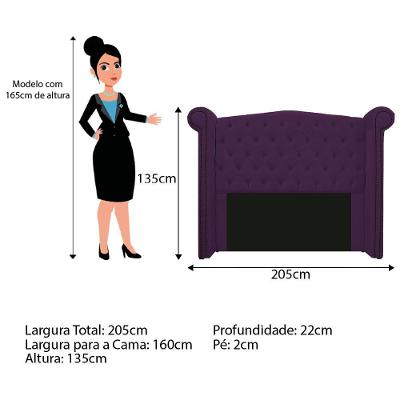 Cabeceira Veneza 160Cm Queen Size Suede Roxo