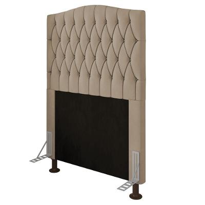 Cabeceira Greta Cama Box Solteiro 90cm Suede Bege