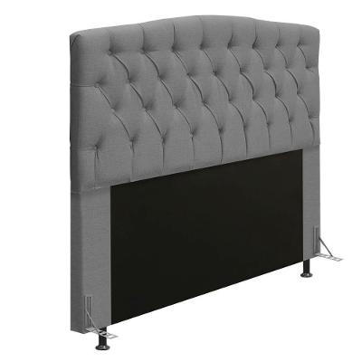 Cabeceira Greta Cama Box Casal 140cm Linho Cinza