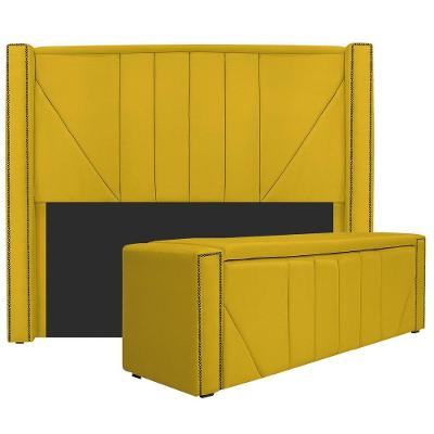 Kit Cabeceira e Calçadeira Baú Queen 160cm Corano