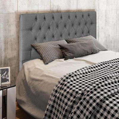 Cabeceira Diamante Cama Box Casal 140cm Linho Cinza